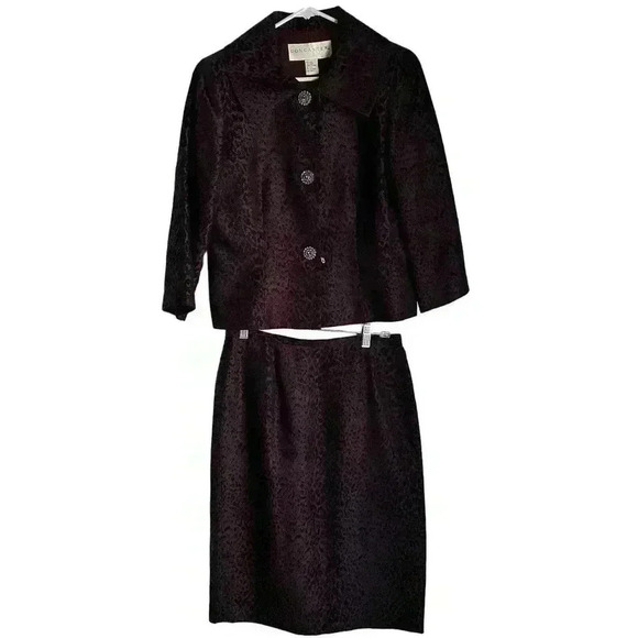 Doncaster Jackets & Blazers - Doncaster Silk Dress Suit Size 8 Purple and Black Leopard Print